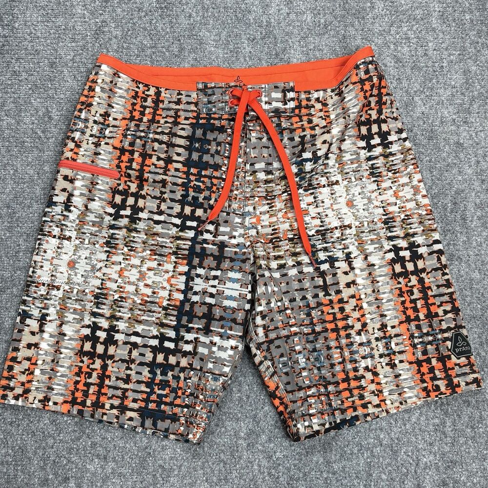 PrAna Sediment Board Shorts Swim Trunks Mens Size 32  9” UPF 50+